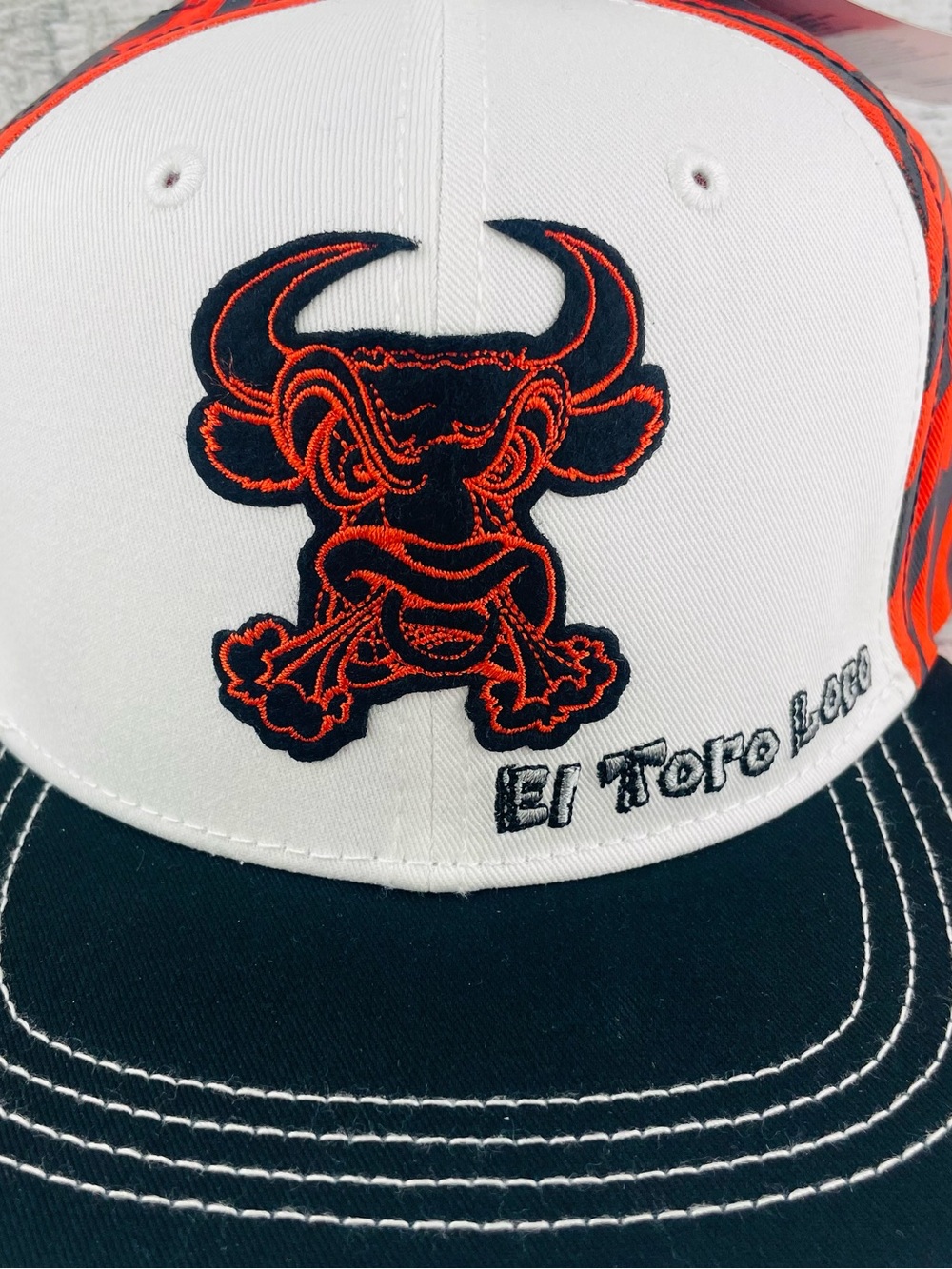 Monster Jam El Toro Loco Adult OS Adjustable SnapBack Hat - NEW Orange White - Picture 2 of 8